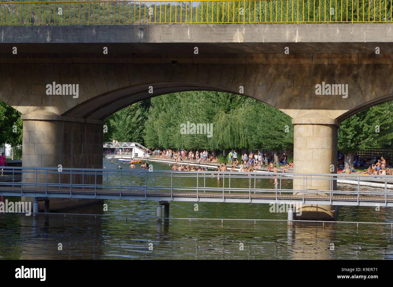 Fluss-Strand in Marvao. Portugal Stockfoto