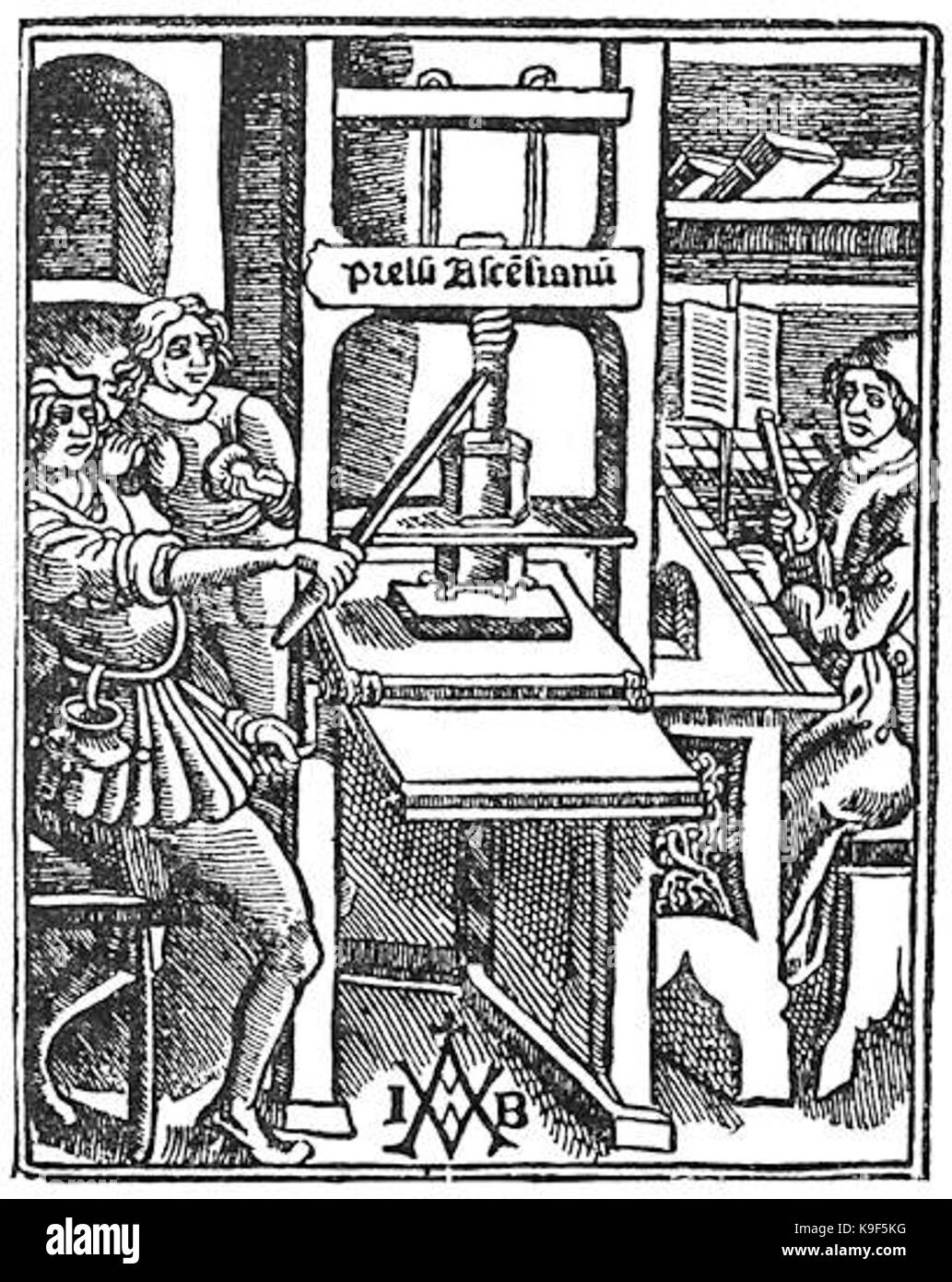 Mittelalterliche Druckerpresse Stockfotografie - Alamy