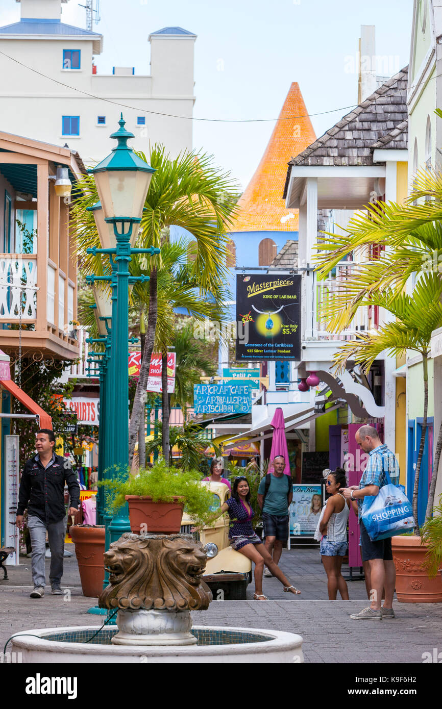 Philipsburg, Sint Maarten. Alte Straße Straße. Stockfoto