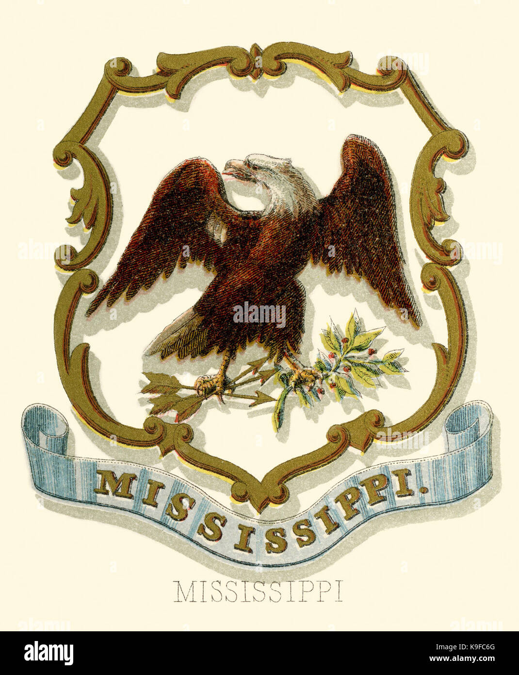 Mississippi State Wappen (Ill., 1876). Stockfoto