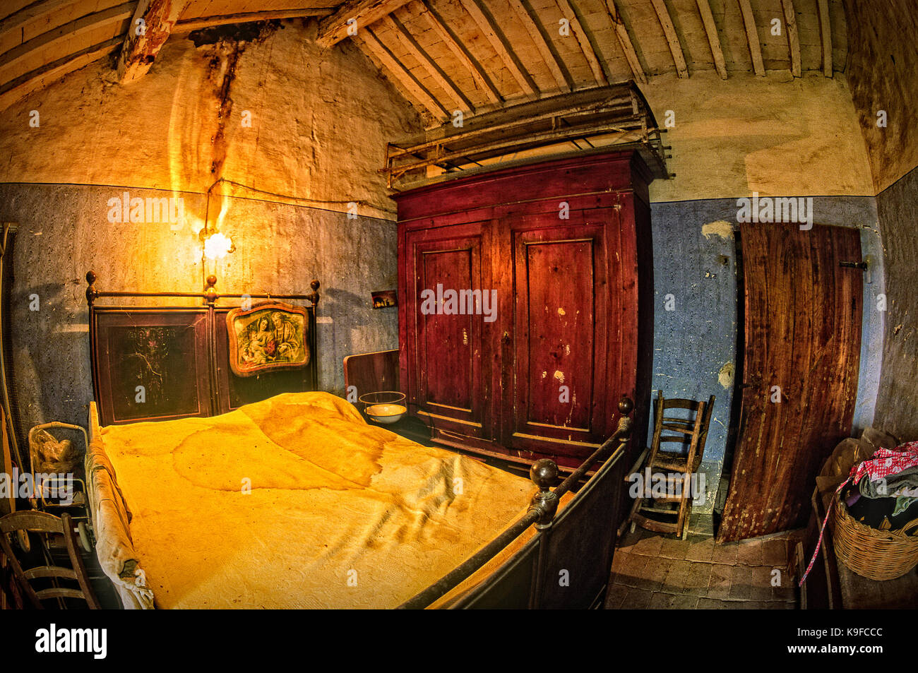 Italien Marken Valle dell'Aso ancient colonic House Schlafzimmer Stockfoto