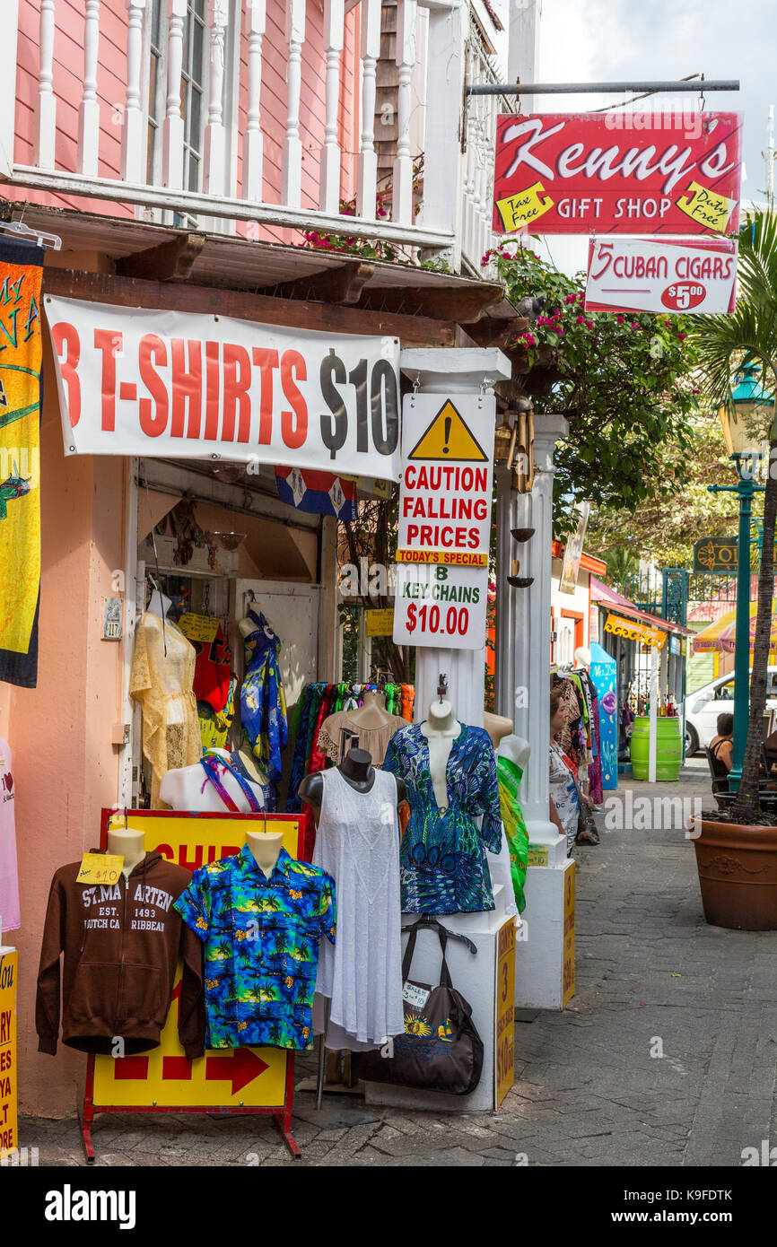 Philipsburg, Sint Maarten. Alte Straße Straße. Stockfoto