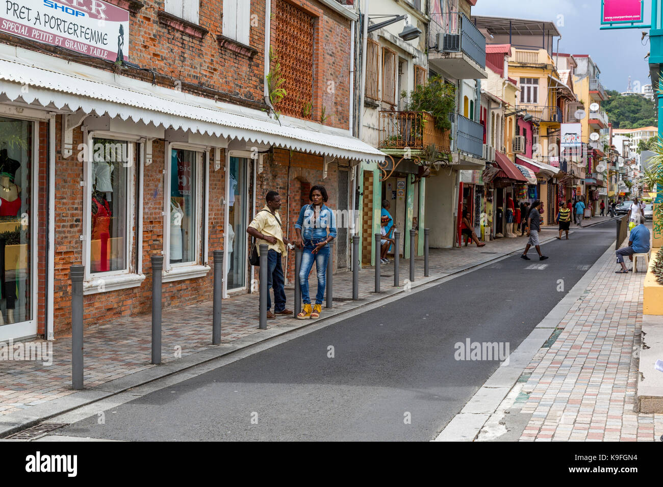 Fort-de-France, Martinique. Rue de la Republique, ein Fußgängerweg. Stockfoto