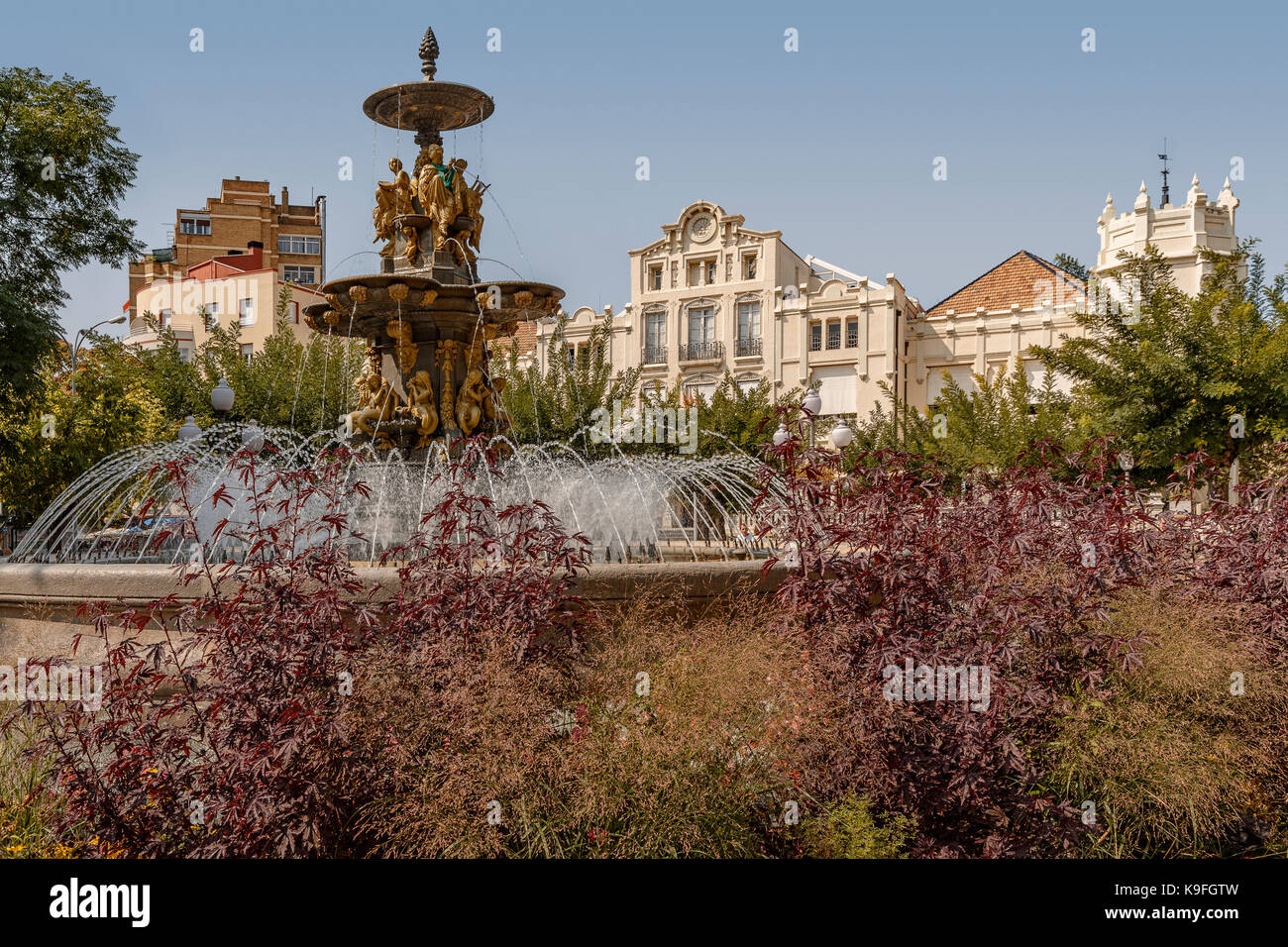 Casino auf dem Platz von Navarra von Huesca, Hauptstadt der Provinz Aragon, Spanien. Stockfoto