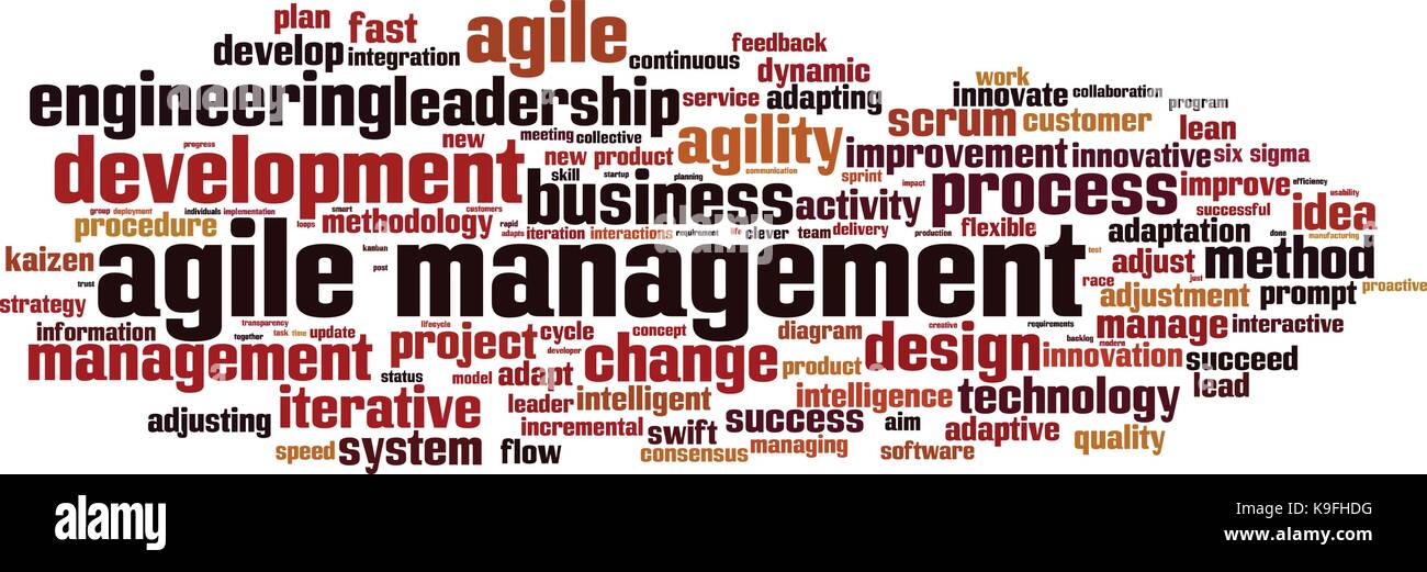Agiles Management word cloud Konzept. Vector Illustration Stock Vektor