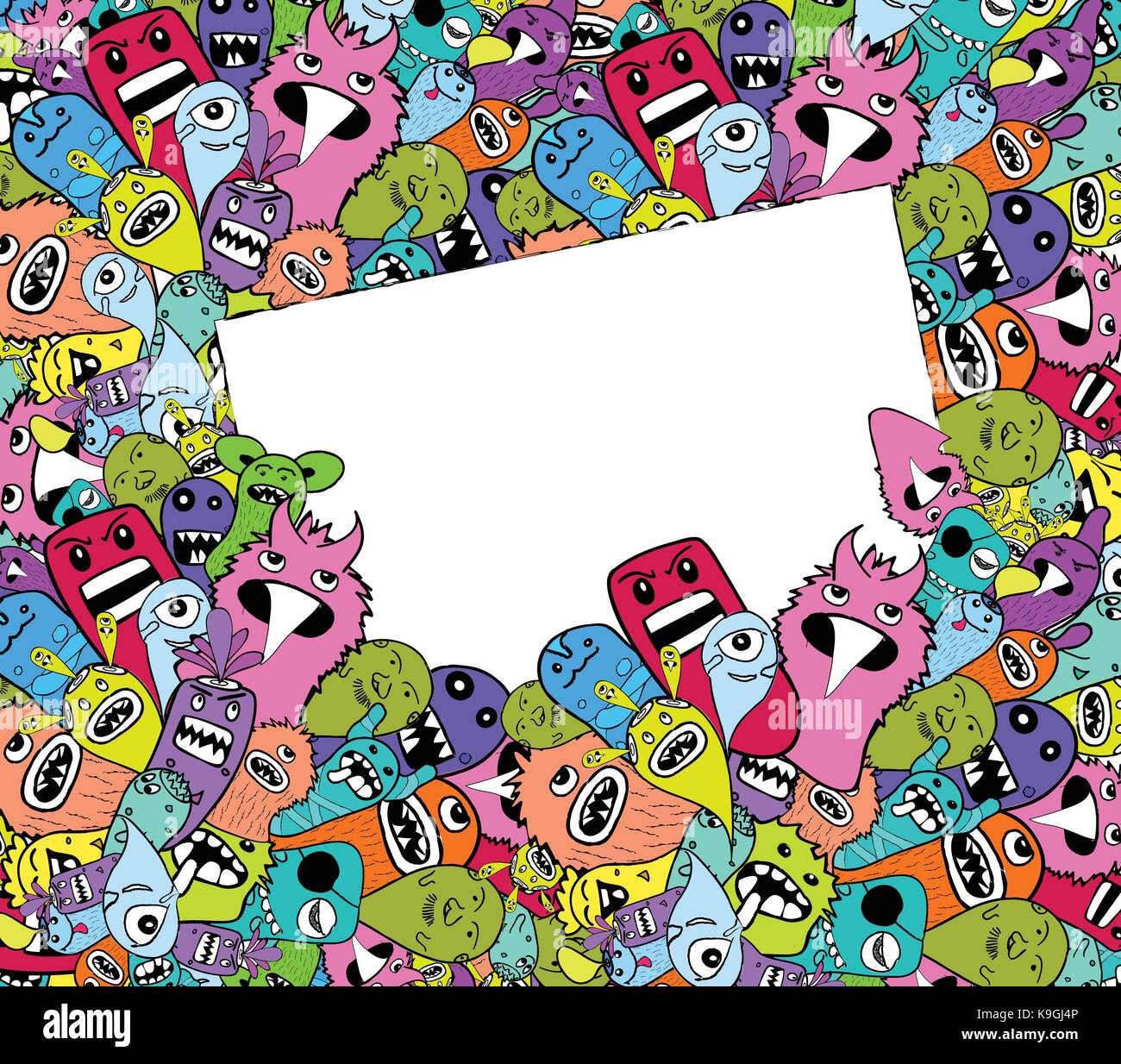 Hand gezeichneten Monster und niedliche Alien freundlich Karikatur, doodle Stil Stock Vektor