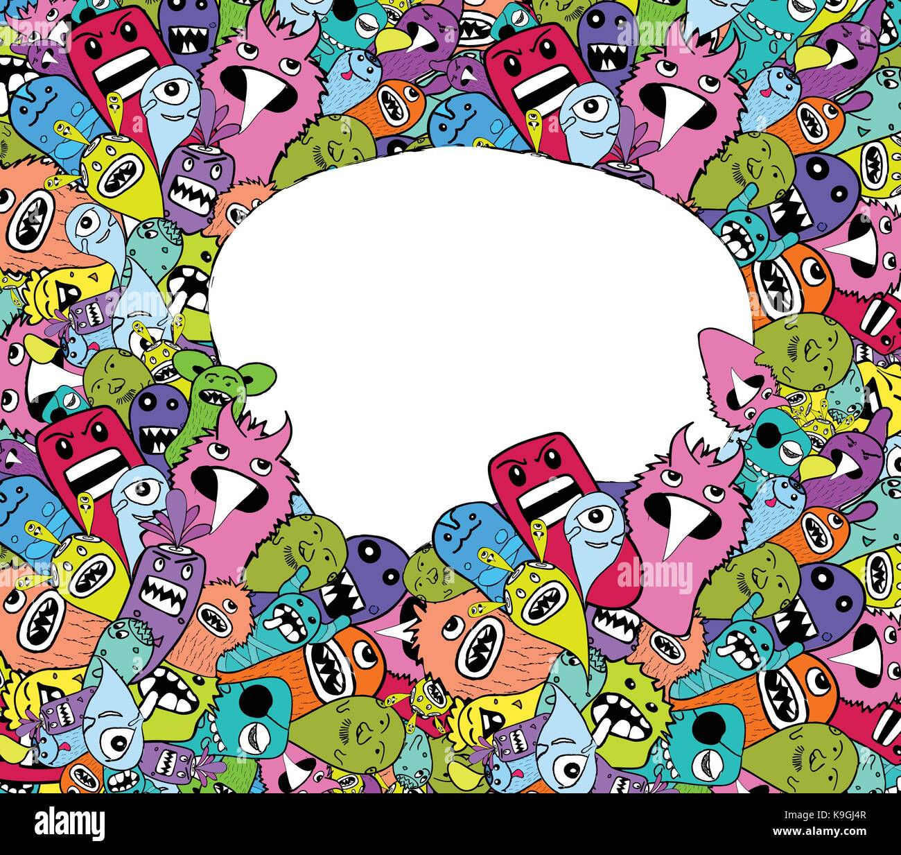 Hand gezeichneten Monster und niedliche Alien freundlich Karikatur, doodle Stil Stock Vektor