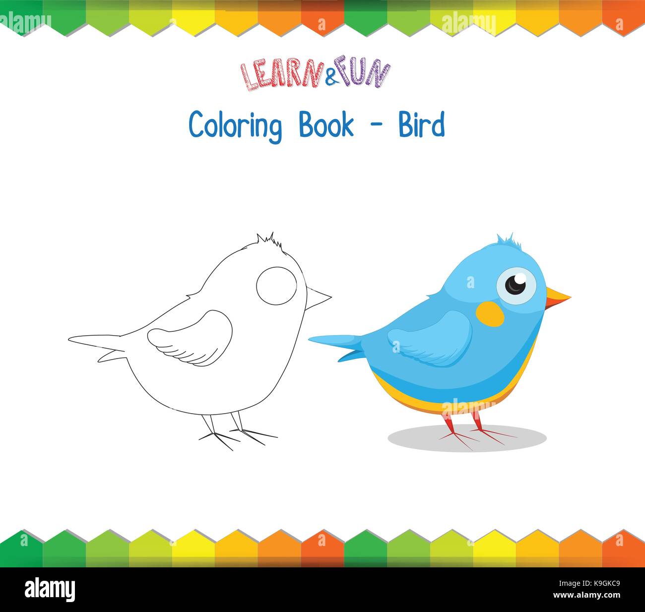 Vogel Malbuch Lernspiel Stock Vektor