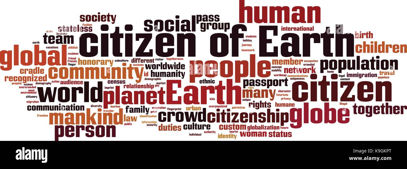 Bürger der Erde Wort cloud Konzept. Vector Illustration Stock Vektor