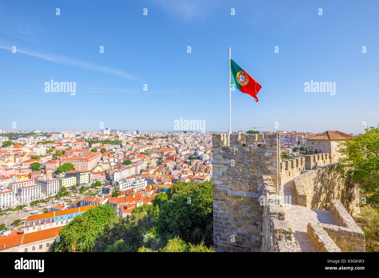 Lissabon Schloss Flagge Stockfoto
