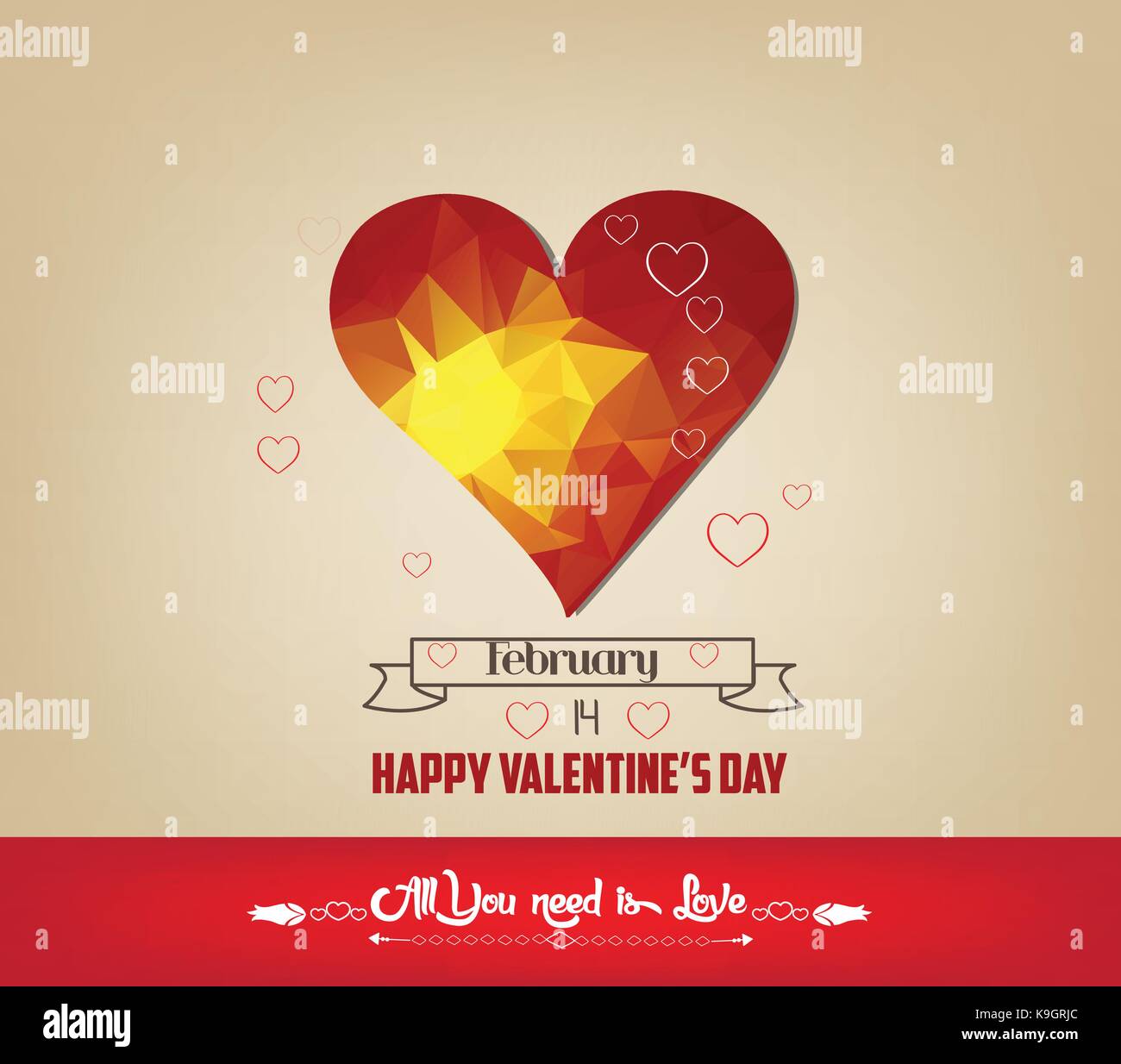 Romantische geometrischen Herzen Happy Valentinstag Karten Stock Vektor