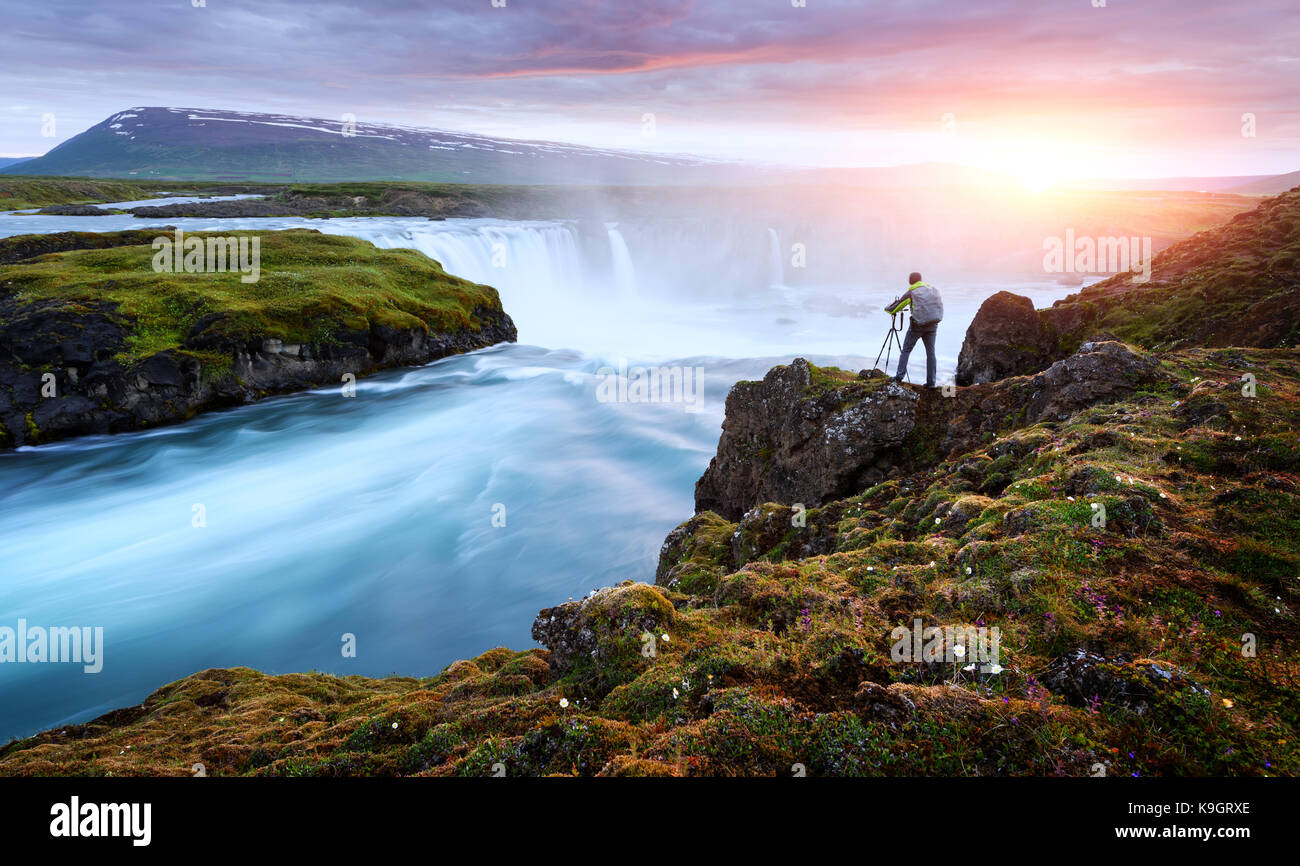 Godafoss Wasserfall auf Skjalfandafljot Fluss Stockfoto