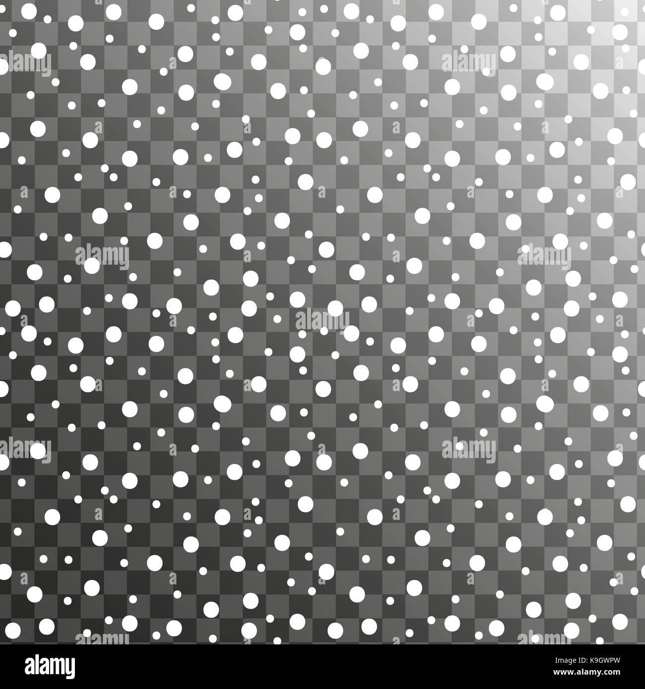 Realistisch fallende Schneeflocken nahtlose Muster. Schnee fällt auf einen transparenten Hintergrund isoliert. Vector Illustration. Stock Vektor
