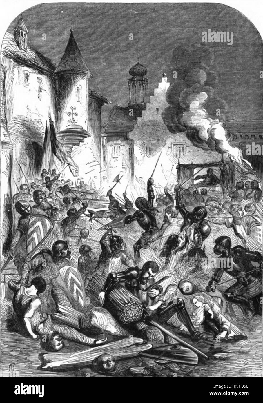 P 397 Kampf zwischen englischer und französischer Ritter in ein Quadrat in Limoges Stockfoto