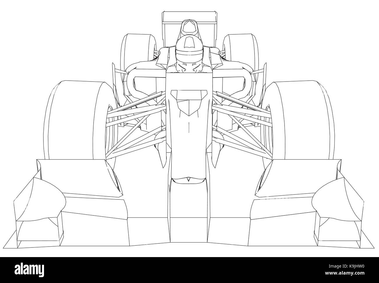 Formel Rennwagen. Abstrakte Zeichnung. Tracing Abbildung: 3d Stock Vektor