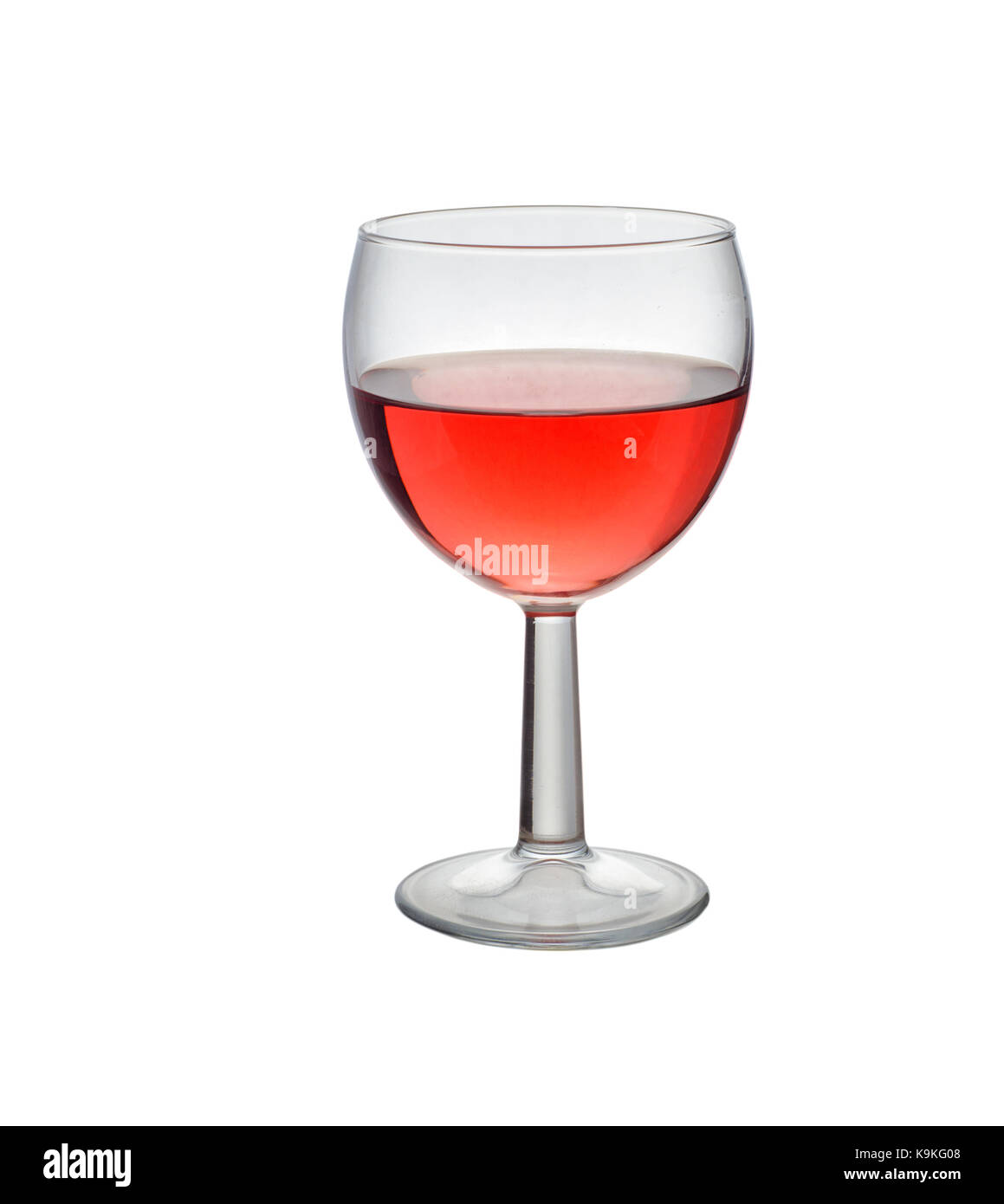 Glas Wein auf weißem Hintergrund Stockfoto