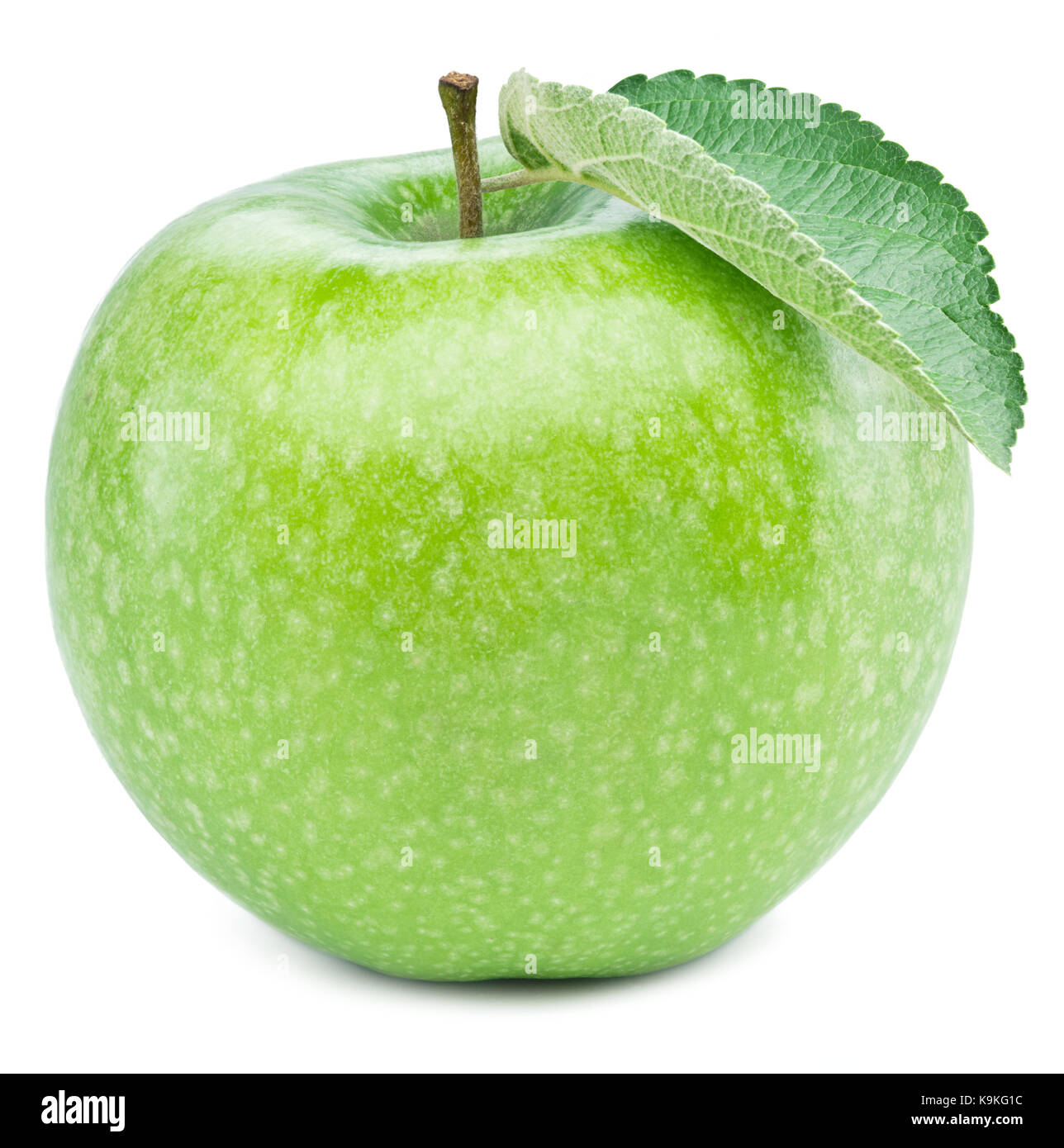 Reifer grüner Apfel Obst auf dem weißen Hintergrund. Stockfoto