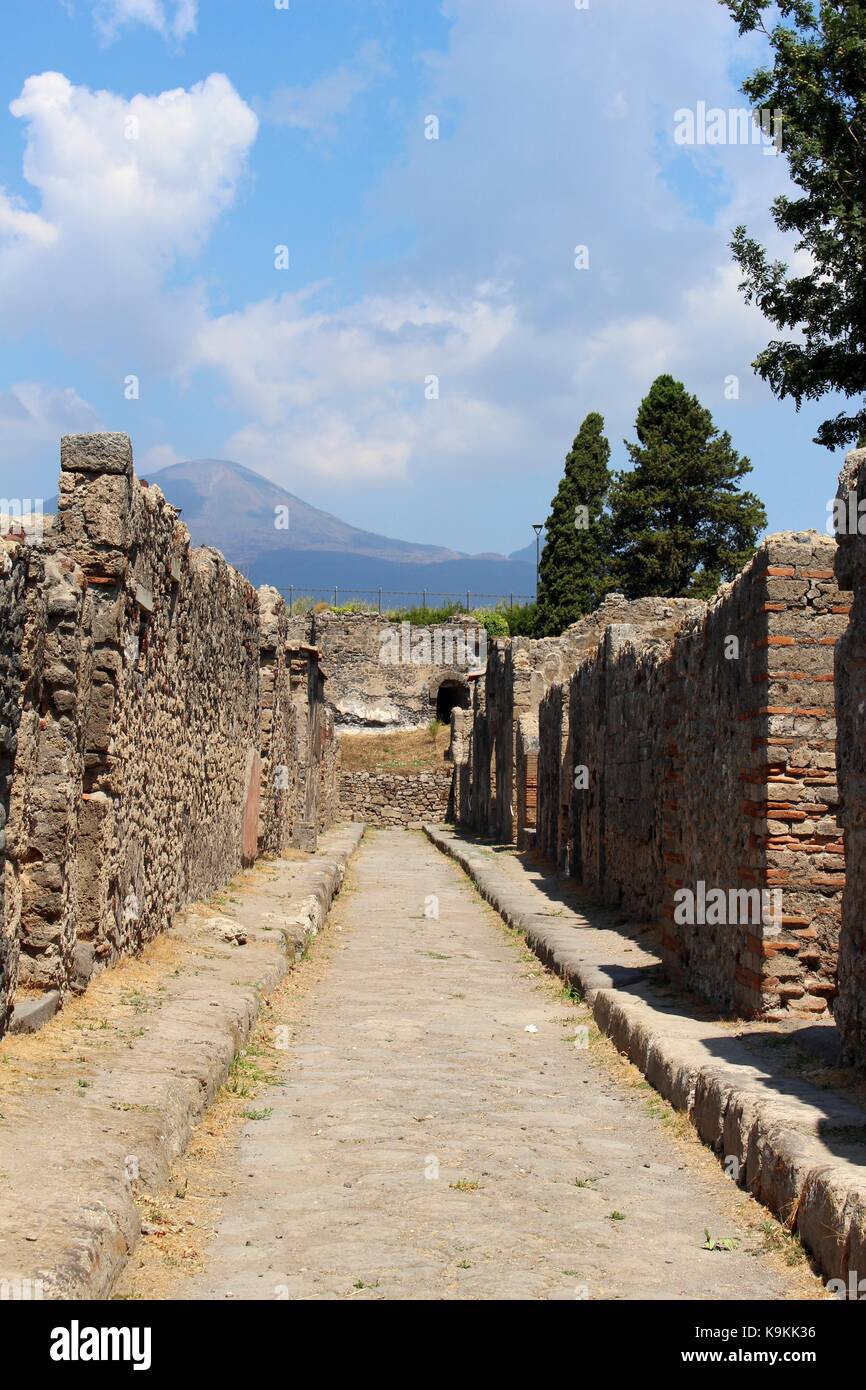 Die leeren Straßen von Pompeji. Stockfoto