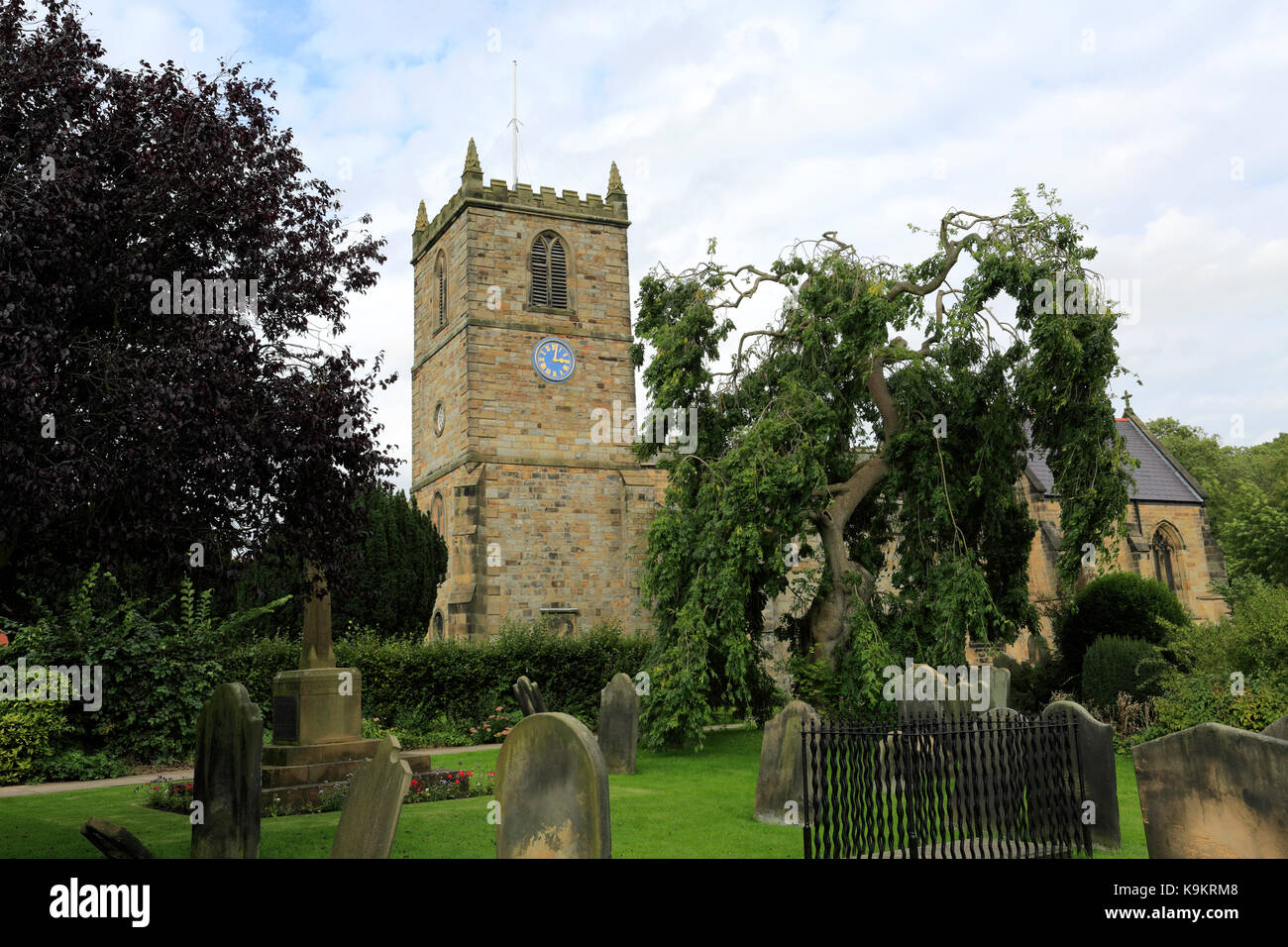 Alle Heiligen Pfarrkirche, Kirkbymoorside Dorf, North Yorkshire, England, Großbritannien Stockfoto