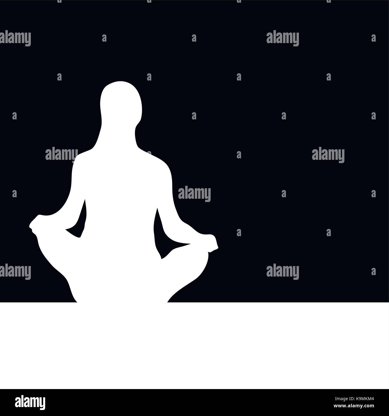 Ruhe und Befriedung. Silhouette der sitzenden Mädchen Meditation und Yoga entspannen. Vector Illustration Stock Vektor