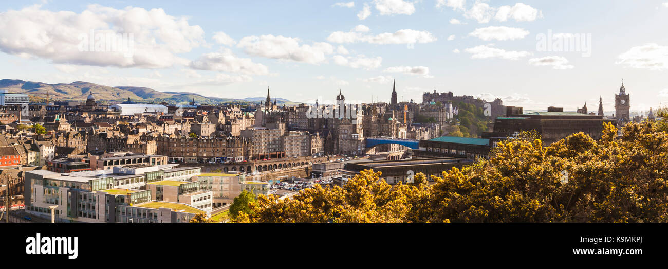 Schottland, Edinburgh, Stadtansicht, Waverley, Altstadt, die Skyline Panorama Stockfoto