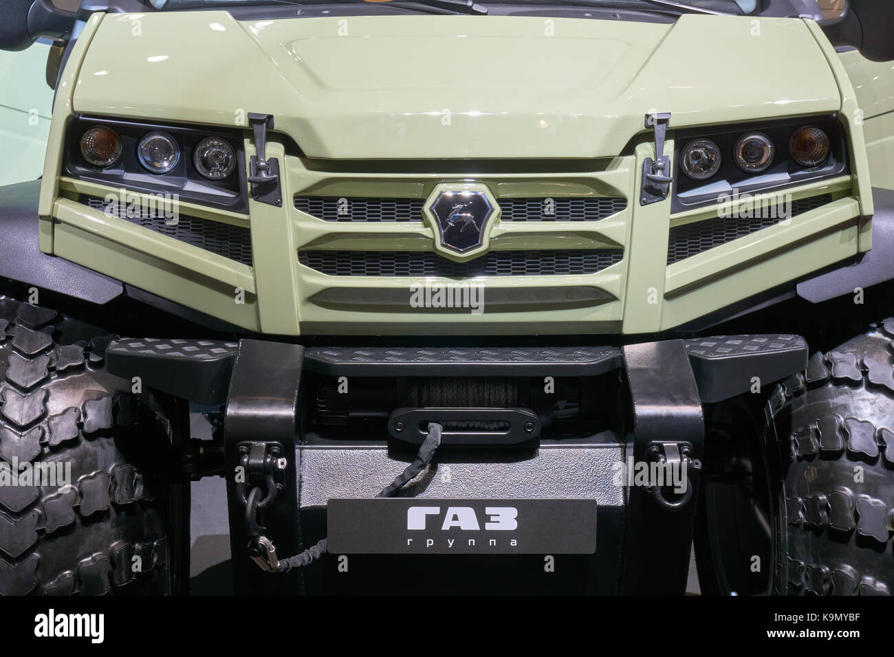 Moskau, Russland - September 08, 2017: Internationale Nutzfahrzeug Auto Show. Vor russischen GAZ-Offroader. Stockfoto