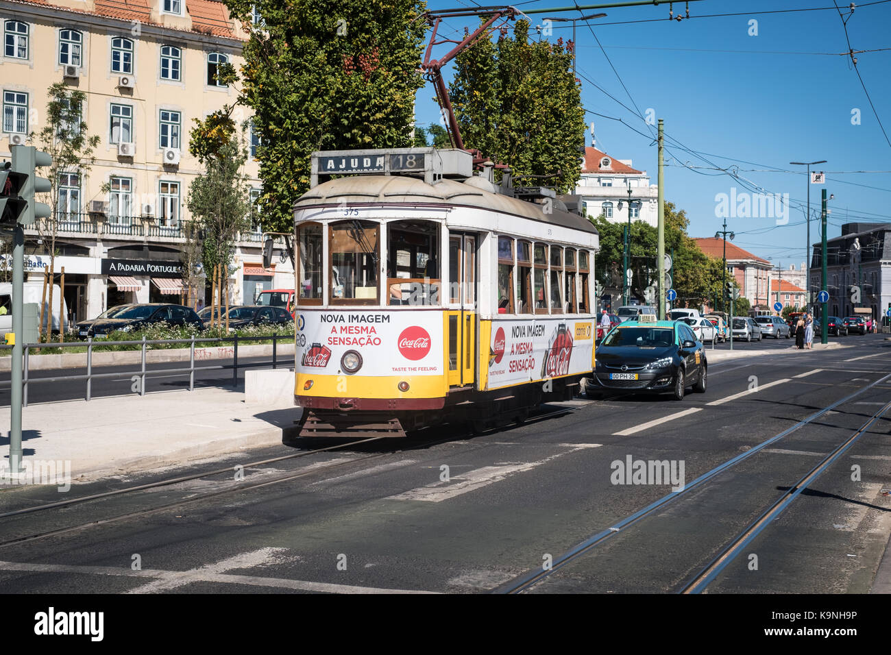 Tram 28 in Lissabon, Portugal Stockfoto
