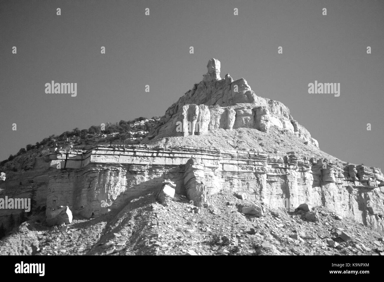Eine alte schwarz-weiß Bild von einer Felsformation in Utah. Stockfoto
