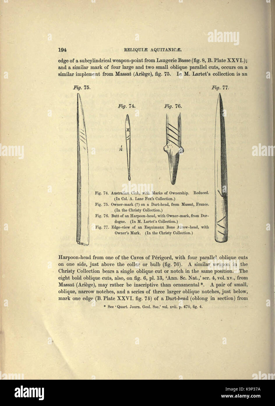Reliquiae aquitanicae (Seite 194) BHL 20495459 Stockfoto