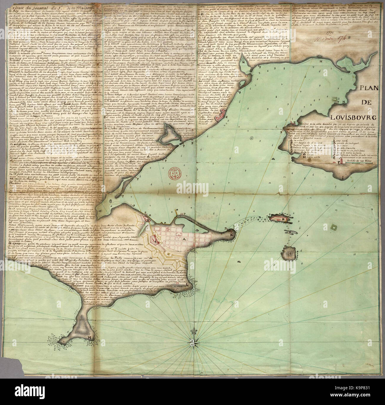 Plan de Louisbourg 1732 Stockfoto