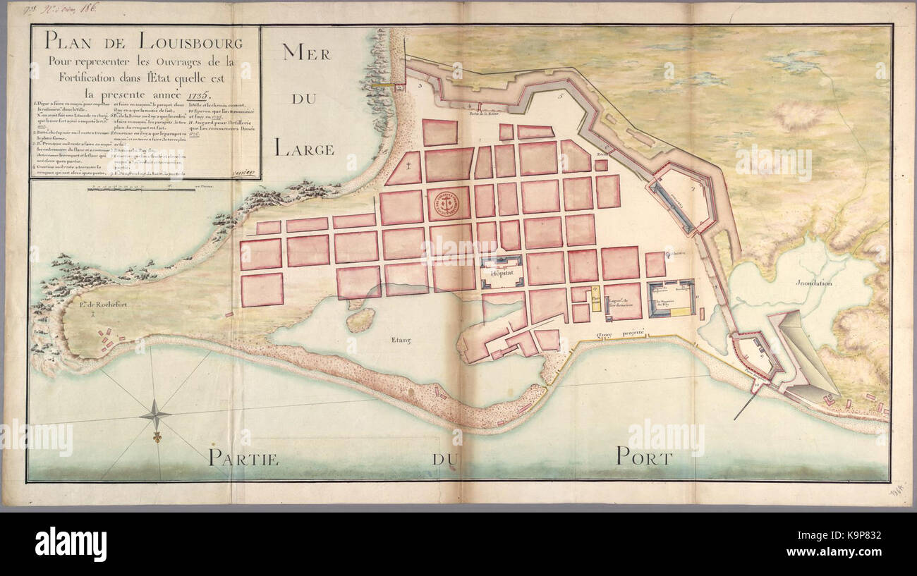 Plan de Louisbourg gießen representer Les ouvrages de la Festung dans l'État Quelle est la presente Annee 1735 Stockfoto