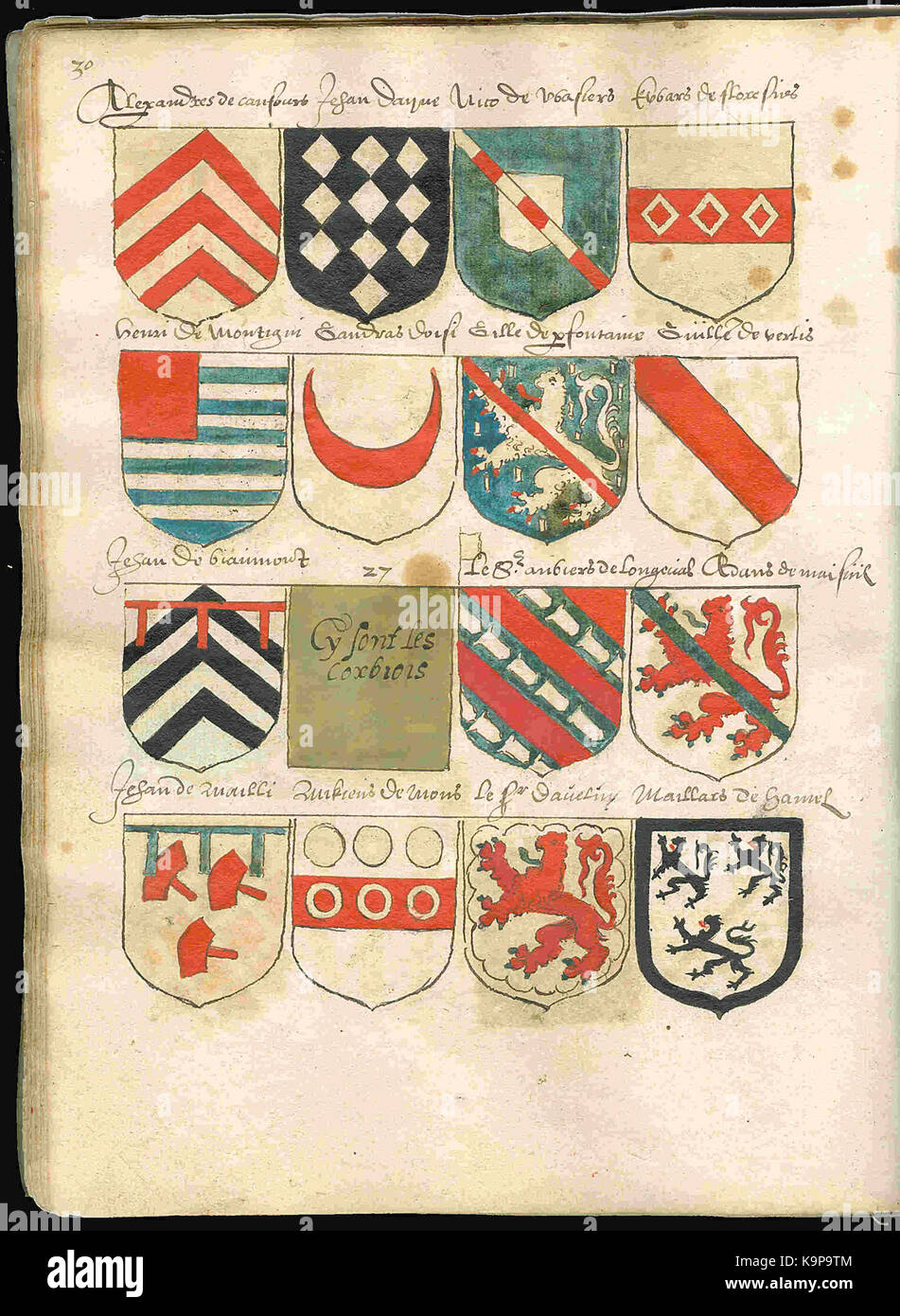 Seite 30 von einer Kopie von Wapenboek Beyeren (wieder) ab ca. 1600 Stockfoto