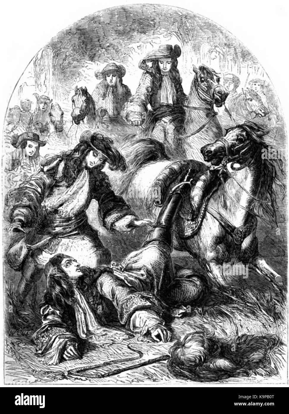 P163 Wilhelm III. Von seinem Pferd in der Nähe von Hampton Court geworfen Stockfoto