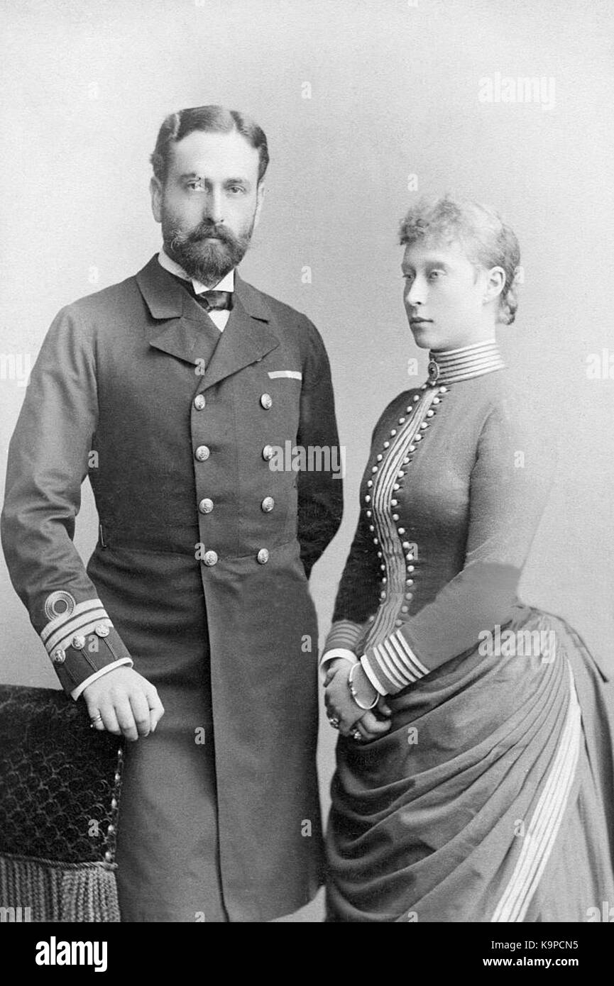 Prinz Louis von Battenberg und seine Frau Prinzessin Victoria von Hessen und bei Rhein Stockfoto