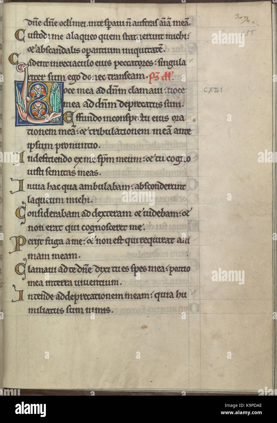Psalter von Eleonore von Aquitanien (Ca. 1185) KB 76 F13, Folsäure 155r Stockfoto