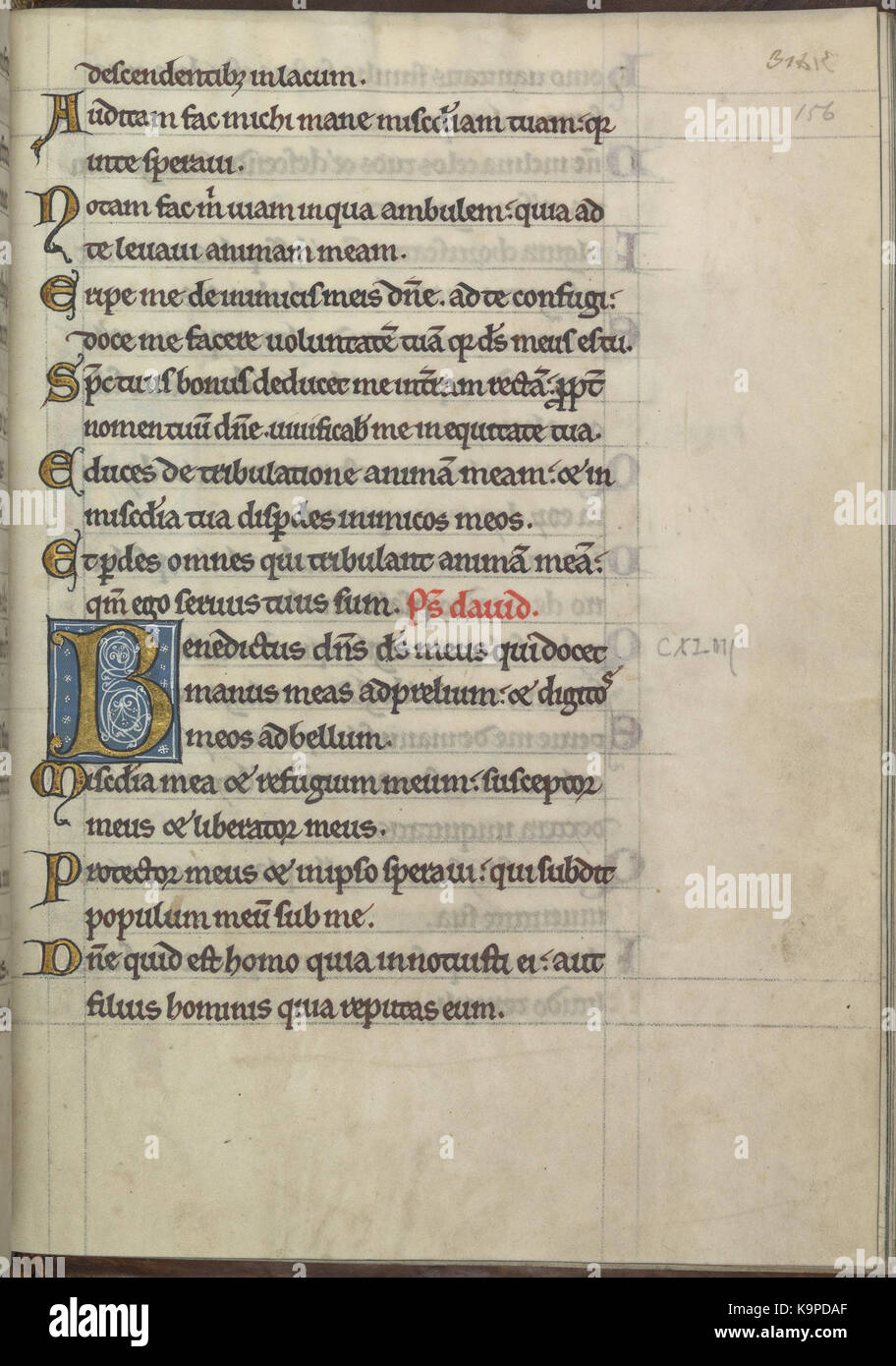 Psalter von Eleonore von Aquitanien (Ca. 1185) KB 76 F13, Folsäure 156 r Stockfoto