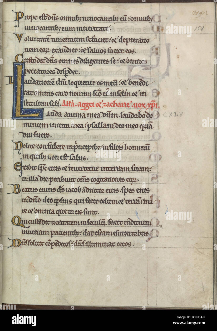 Psalter von Eleonore von Aquitanien (Ca. 1185) KB 76 F13, Folsäure 158 r Stockfoto