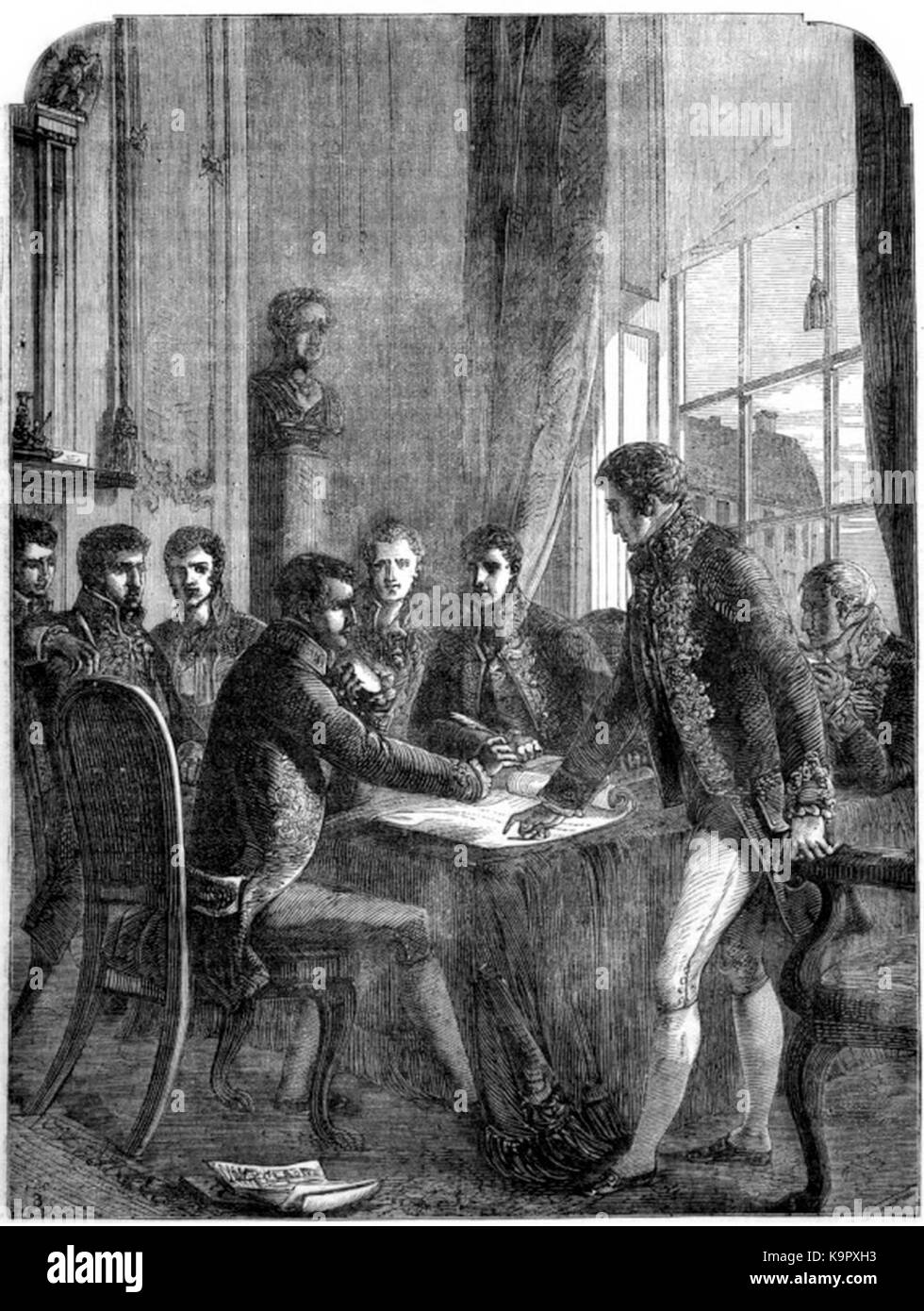 P 523 Vertreter der alliierten Mächte UNTERZEICHNEN DEN VERTRAG VON FRIEDEN. 1815 Stockfoto