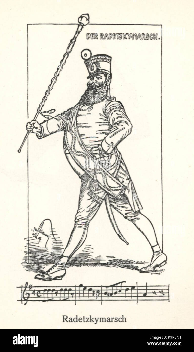 Eine Aufführung des Radetzky-Marsches komponiert von Johann Strauss I. unter der Leitung von Hans Schliessmann. Dieser volksmarsch wird häufig mit festlichen Anlässen und Konzerten in Verbindung gebracht, insbesondere in der europäischen Klassik. Stockfoto