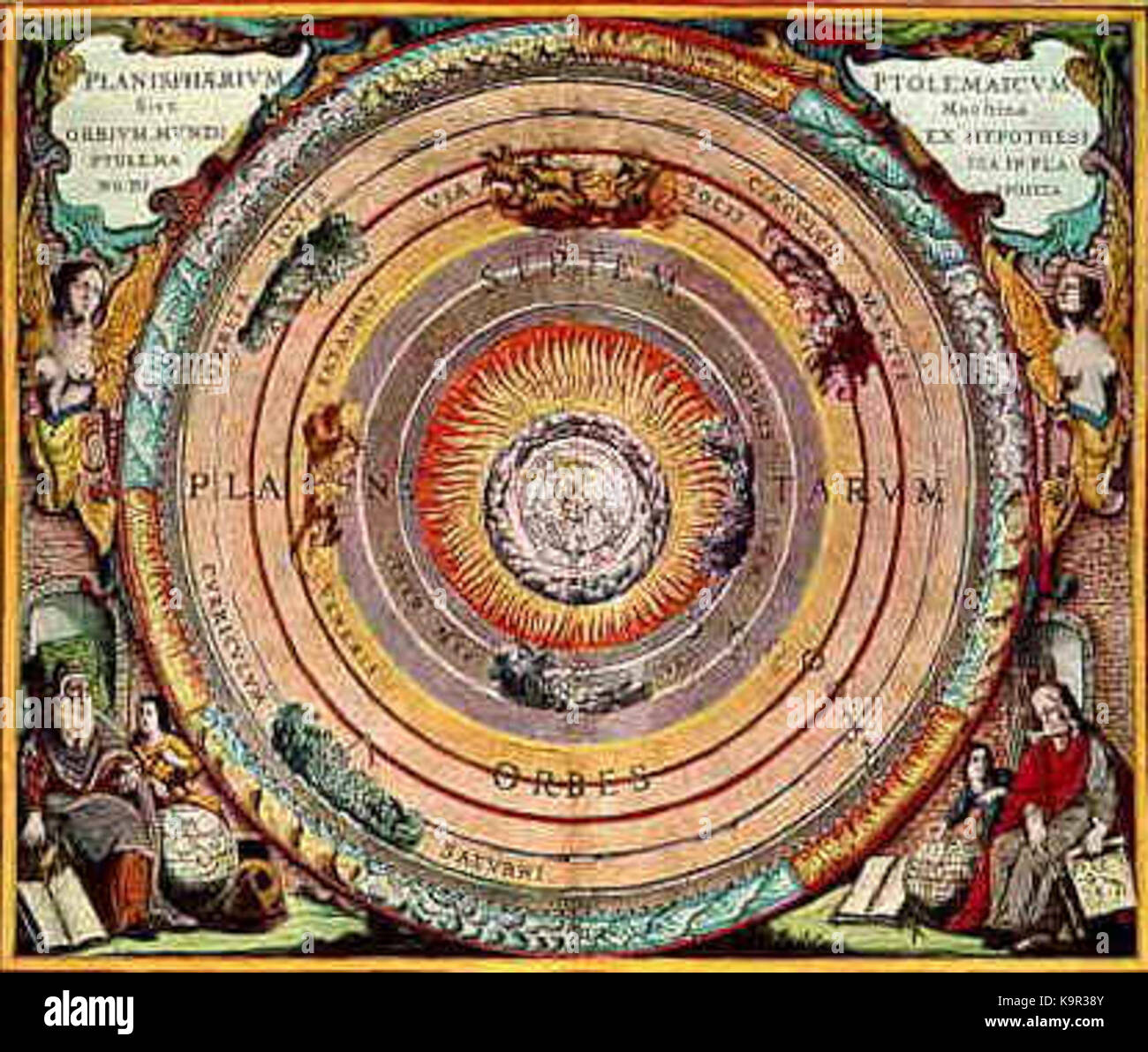 Die ptolemäische System des Universums Stockfoto