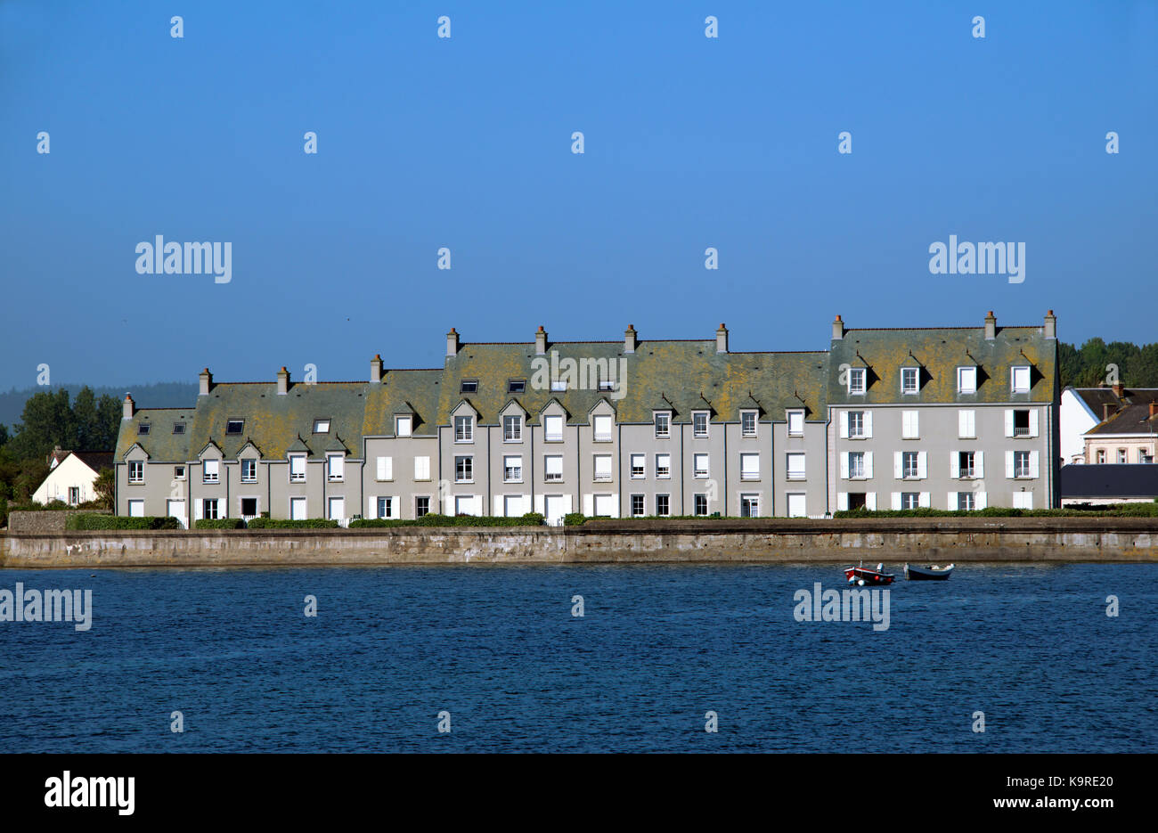 Waterfront Häuser Barfleur Cotentin Halbinsel, Normandie Frankreich Stockfoto