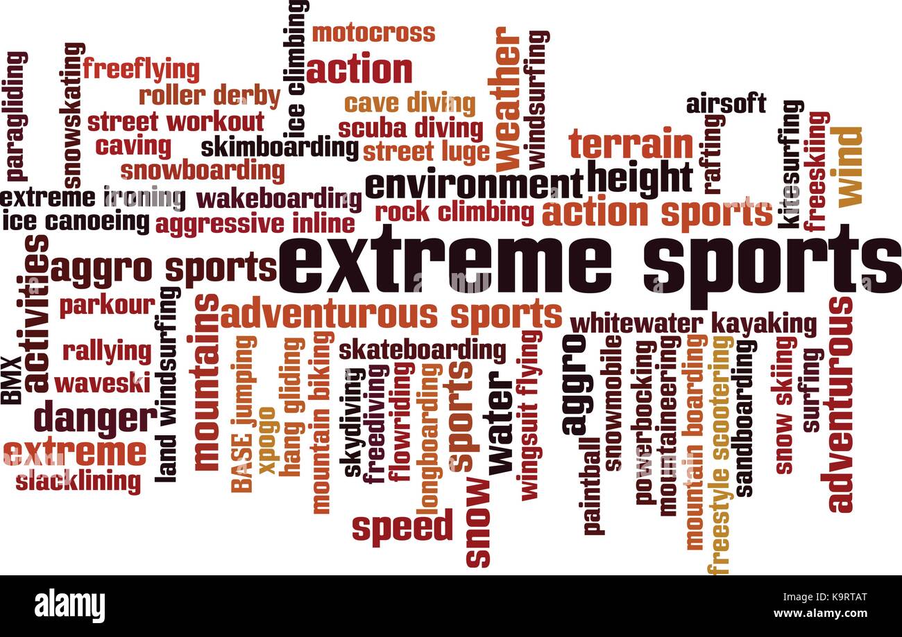 Extreme Sport word cloud Konzept. Vector Illustration Stock Vektor