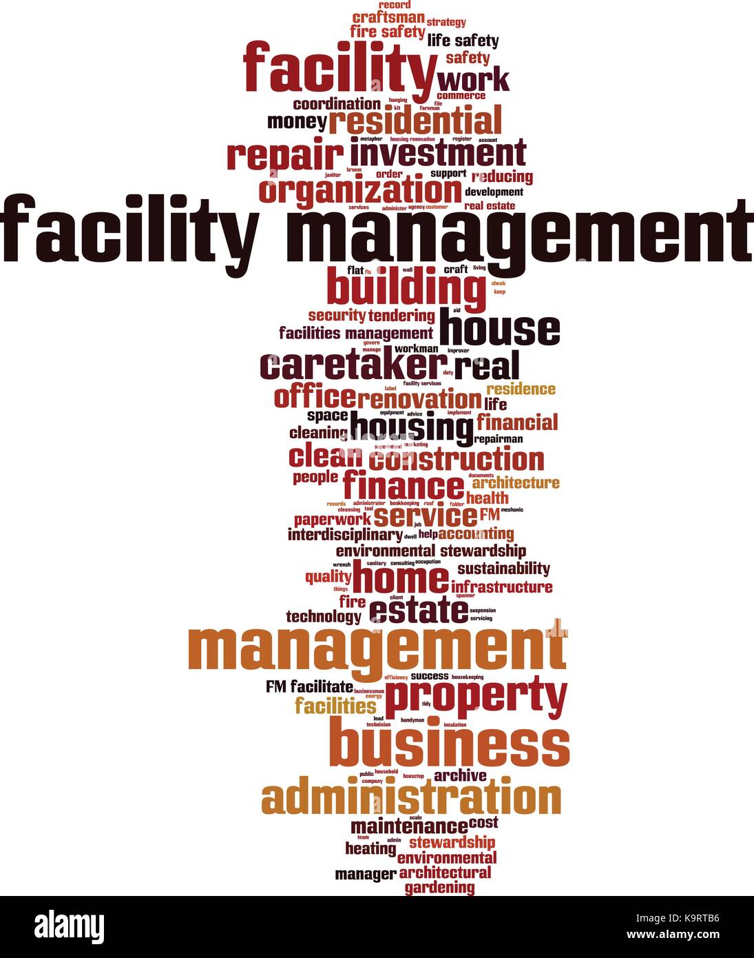 Facility Management word cloud Konzept. Vector Illustration Stock Vektor