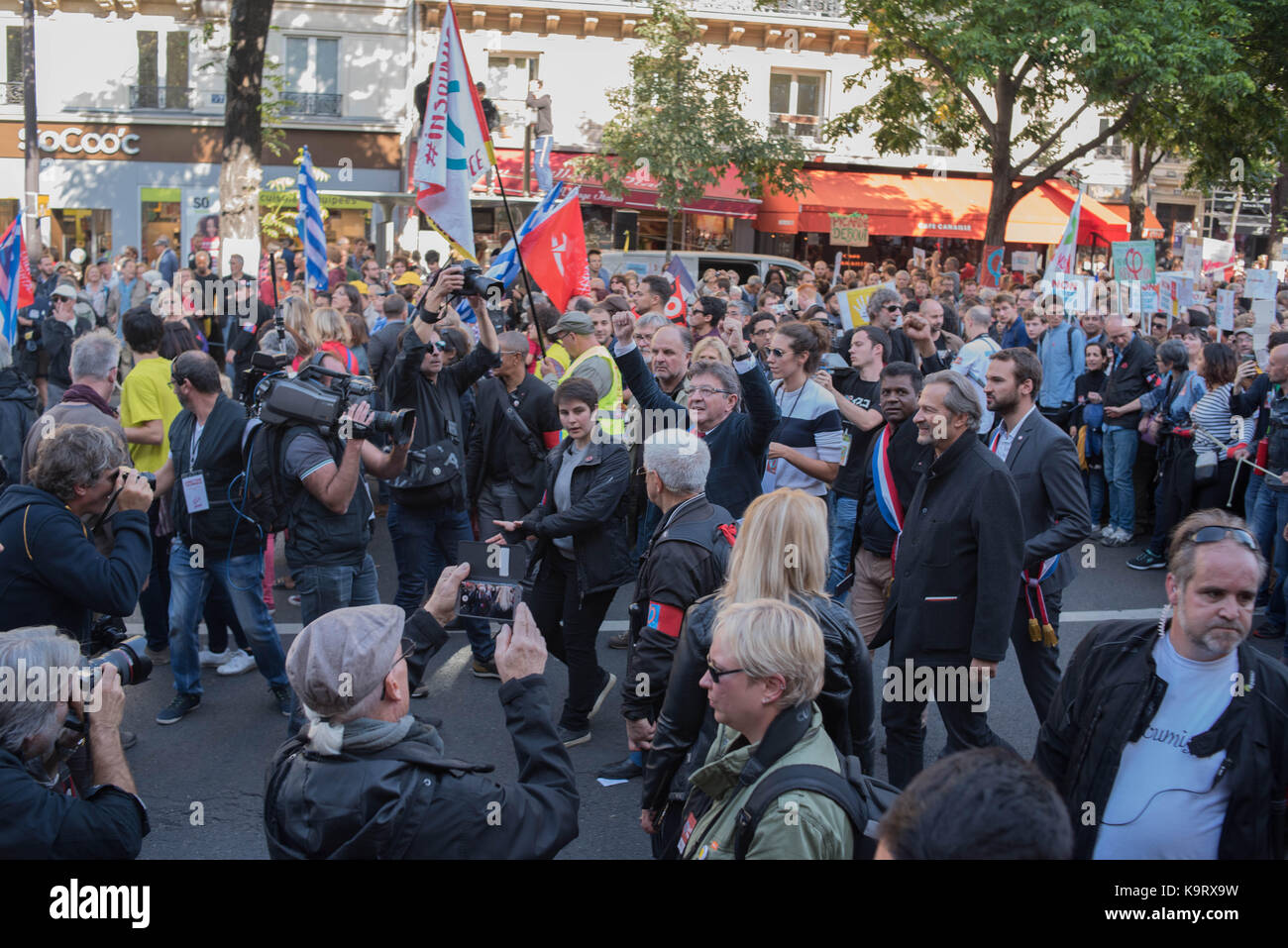 Paris : gegen den Sozialputsch Stockfoto