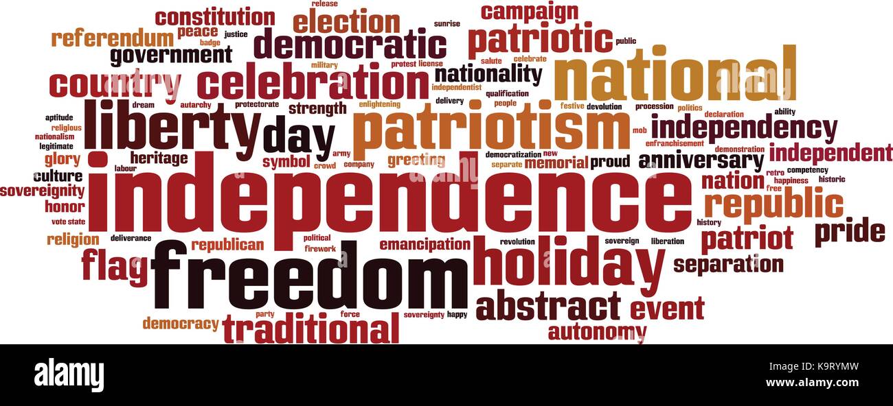 Unabhängigkeit Wort cloud Konzept. Vector Illustration Stock Vektor