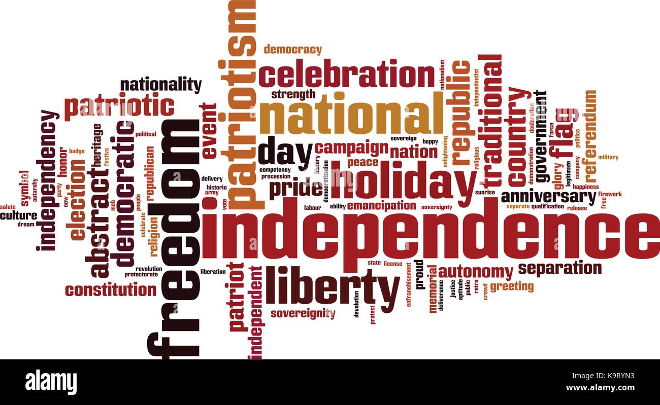 Unabhängigkeit Wort cloud Konzept. Vector Illustration Stock Vektor