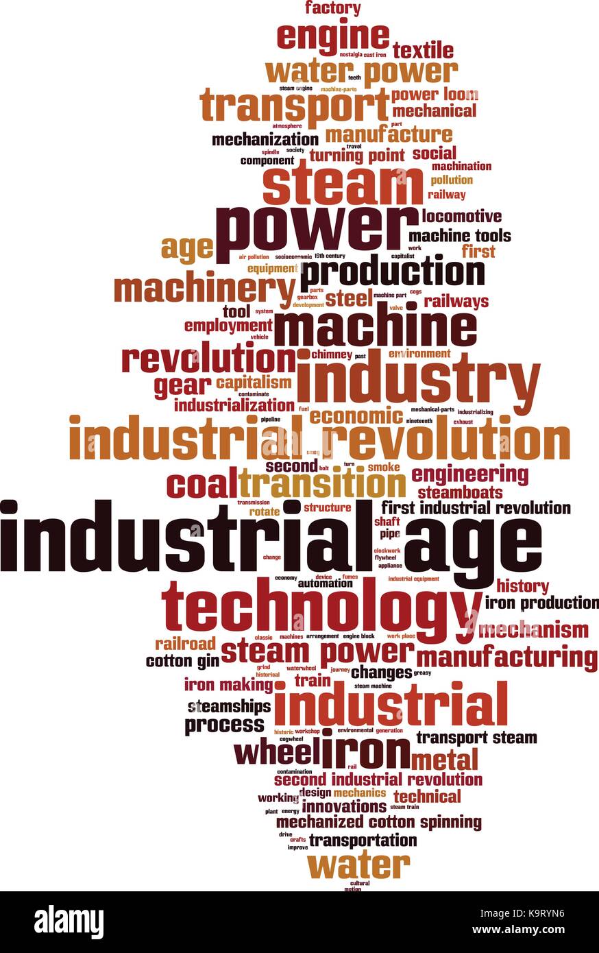 Industrielle alter Word cloud Konzept. Vector Illustration Stock Vektor