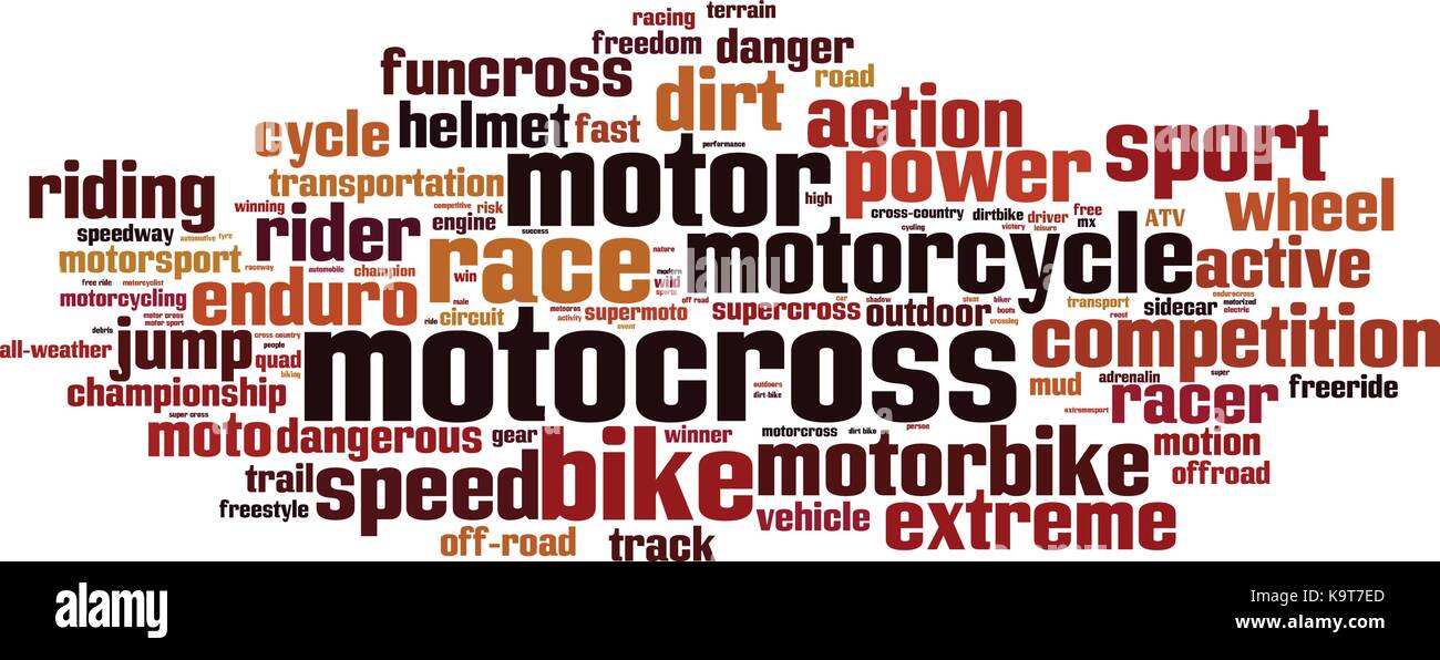 Motocross Wort cloud Konzept. Vector Illustration Stock Vektor