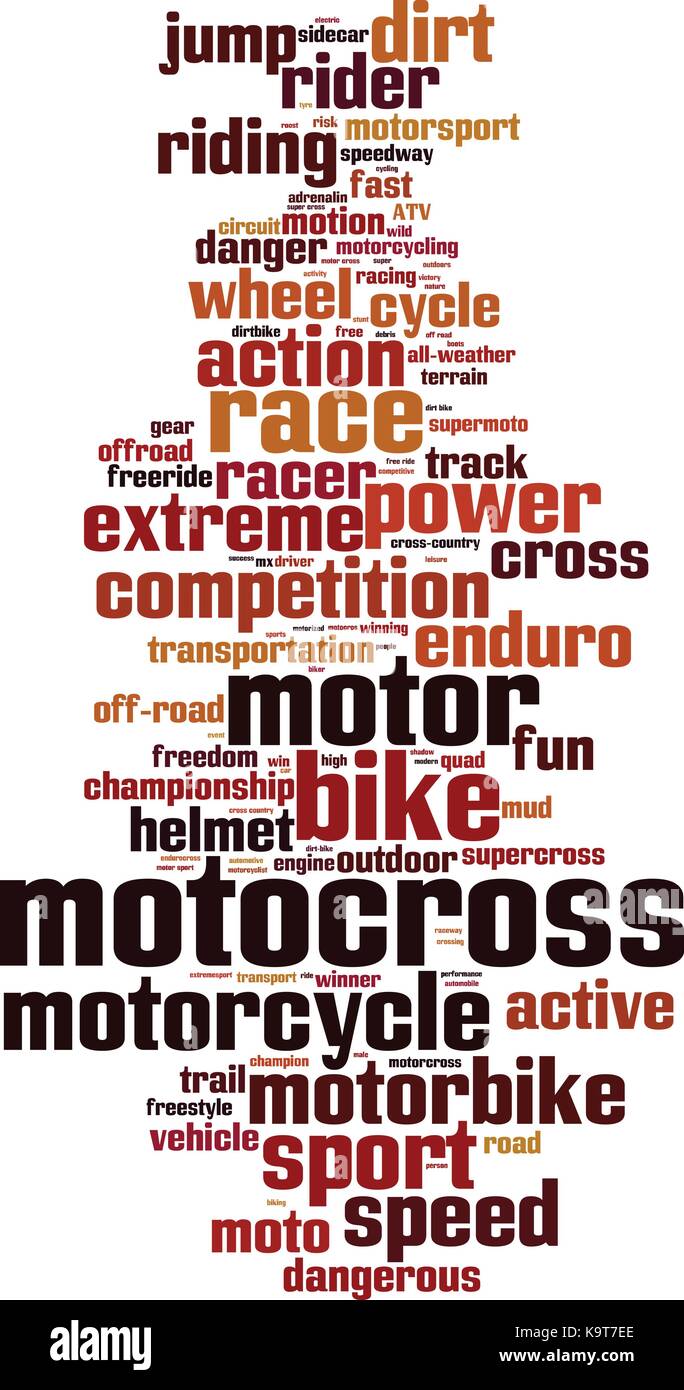 Motocross Wort cloud Konzept. Vector Illustration Stock Vektor