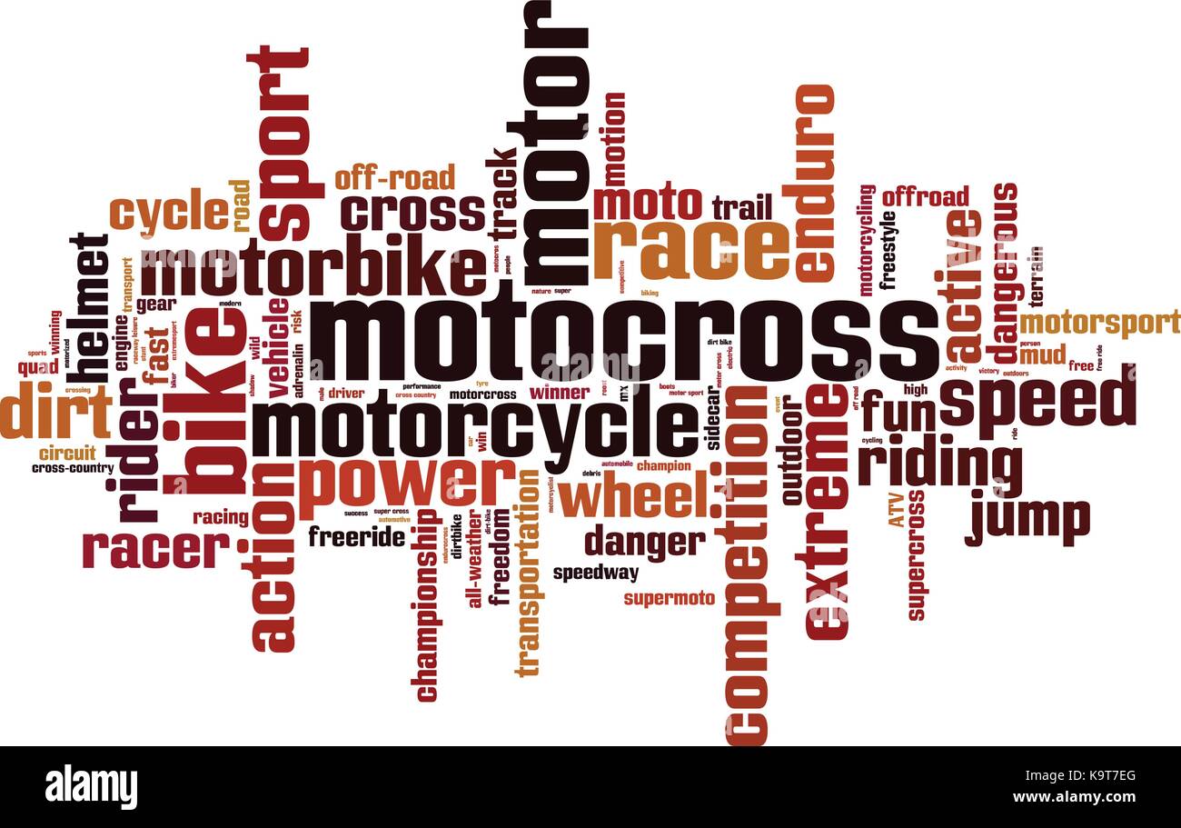 Motocross Wort cloud Konzept. Vector Illustration Stock Vektor